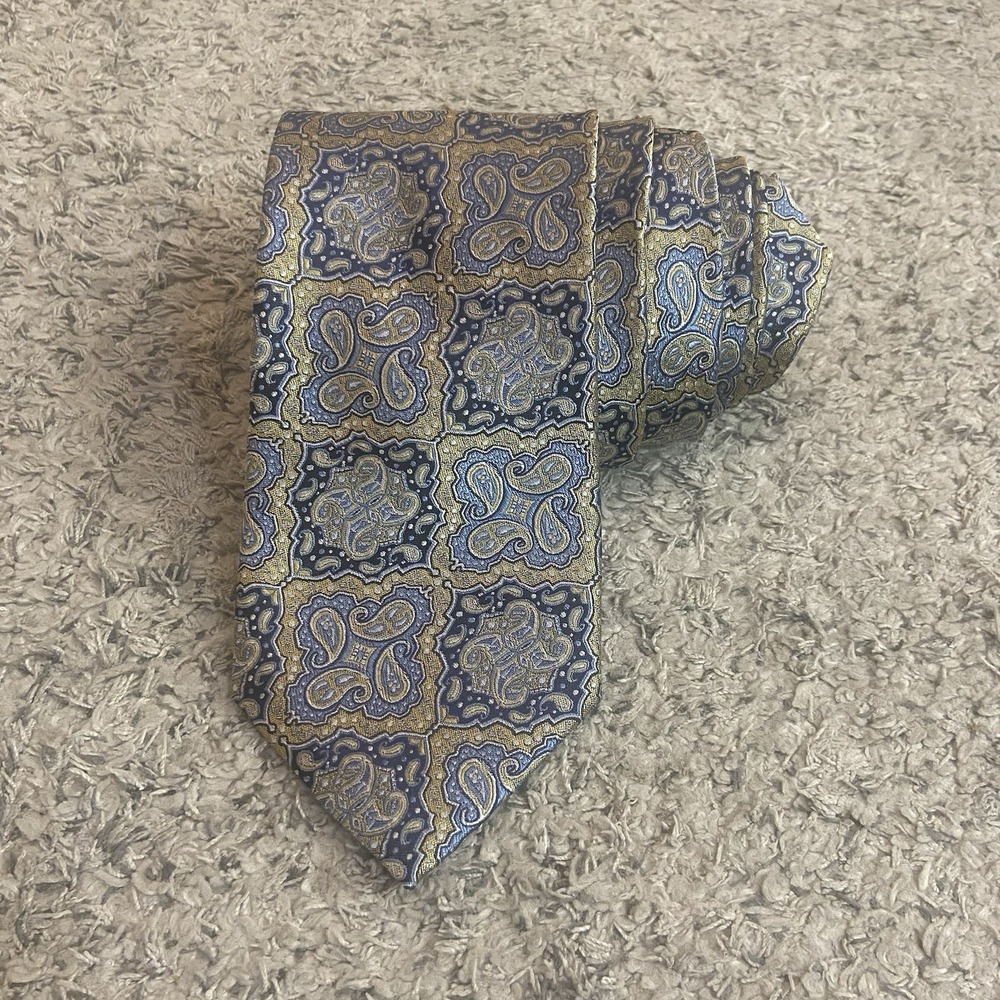 NWT DestinationXL Men's Tie X-long Yellow, Blue 100% Silk
